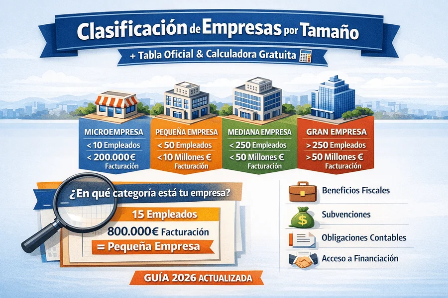 Clasificación de Empresas por Tamaño 2026: Tabla Oficial + Calculadora Gratuita 1 Clasificación de Empresas